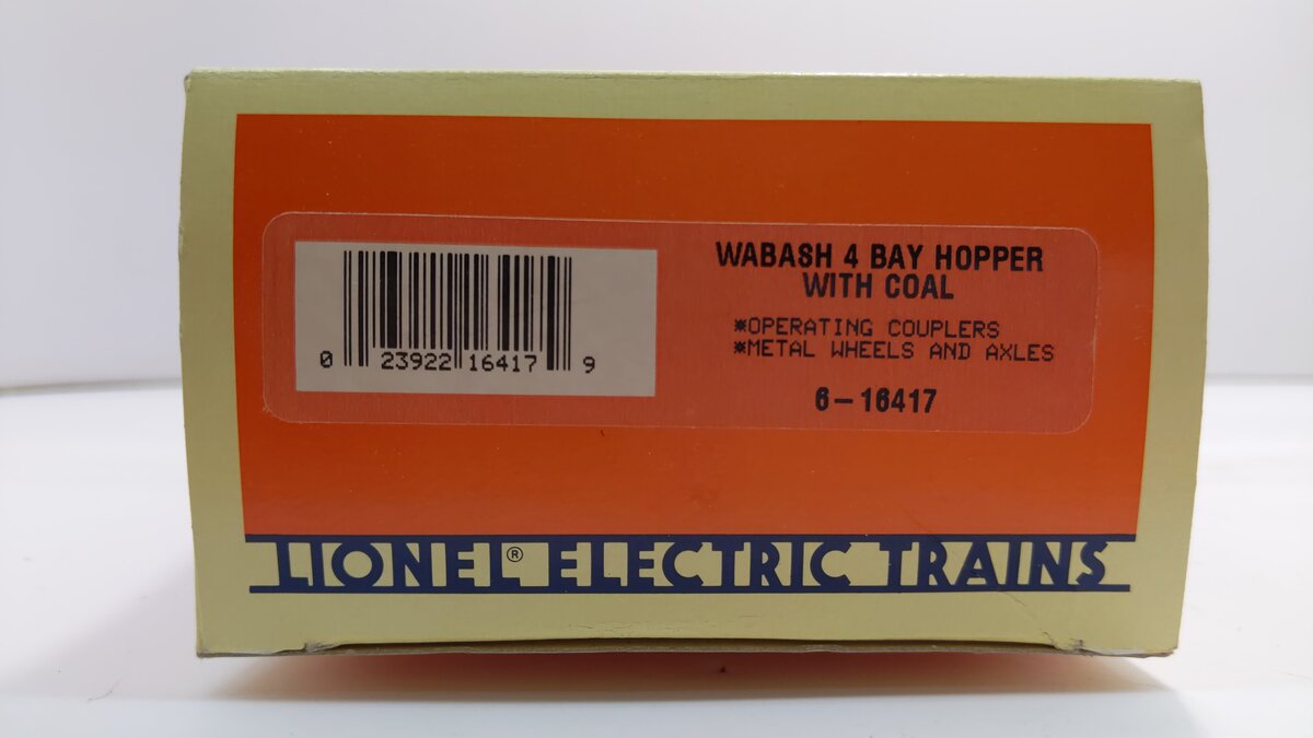 Lionel 6-16417 O Gauge Wabash 4-Bay Covered Hopper with Coal Load LN/Box