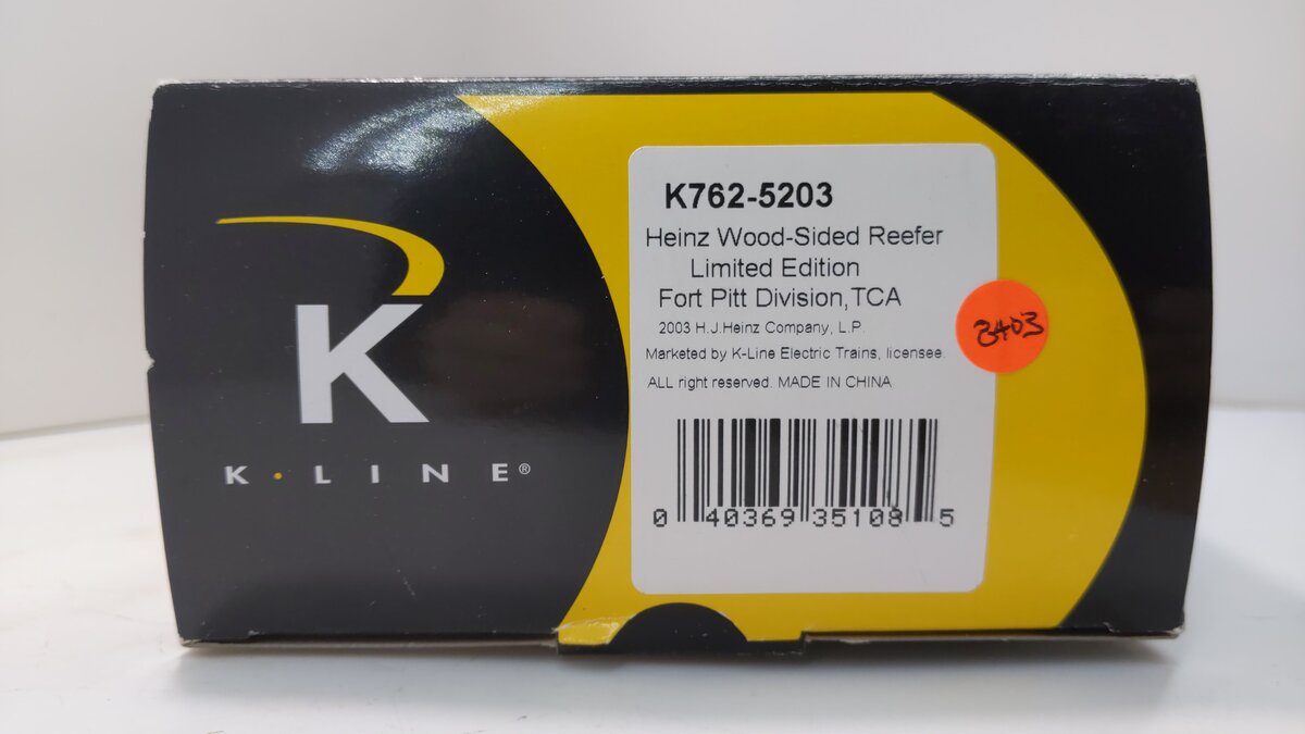 K-Line K762-5203 O Gauge Heinz 57 Wood-Sided Reefer Car - Limited Edition LN/Box