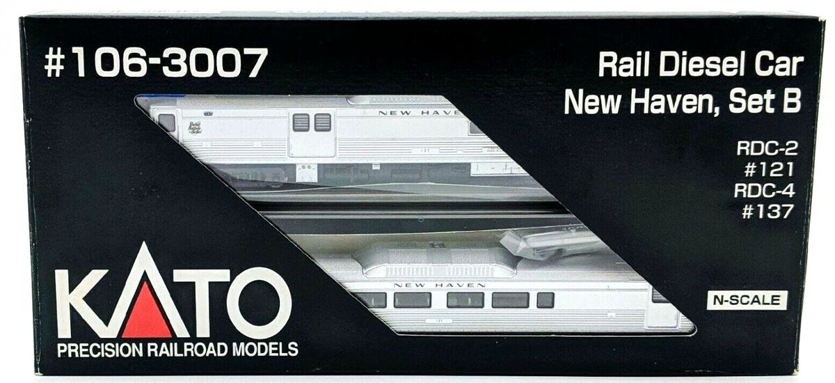 Kato 106-3007 N Scale New York New Haven & Hartford Rail Diesel Car Set B LN/Box