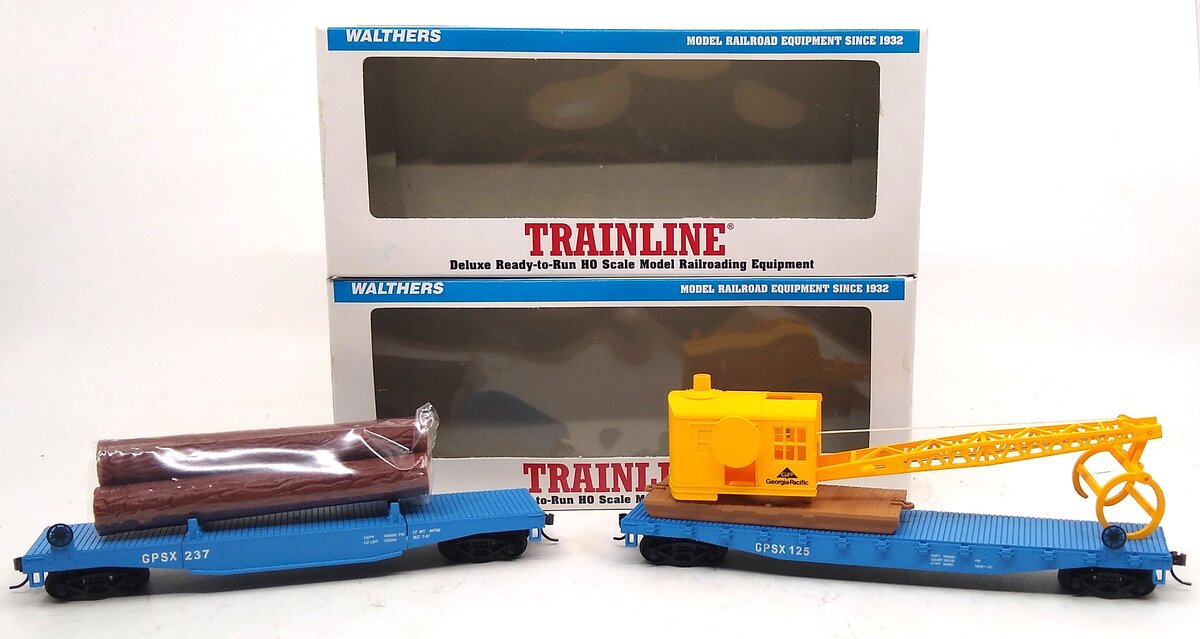 Walthers 931-761 HO Scale Georgia Pacific Log Dump Car & Crane EX/Box