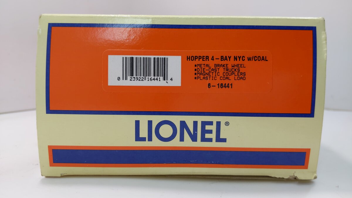 Lionel 6-16441 O Gauge New York Central 4-Bay Hopper w/ Coal #886888 LN/Box