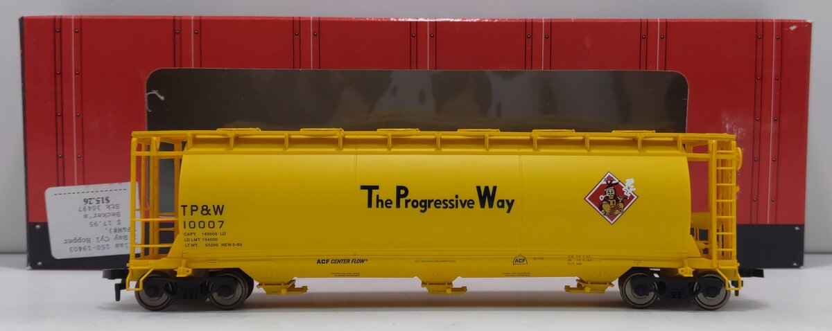Atlas 1940-3 HO Scale TP&W 3-Bay Cylindrical Hopper Car #10007 LN/Box