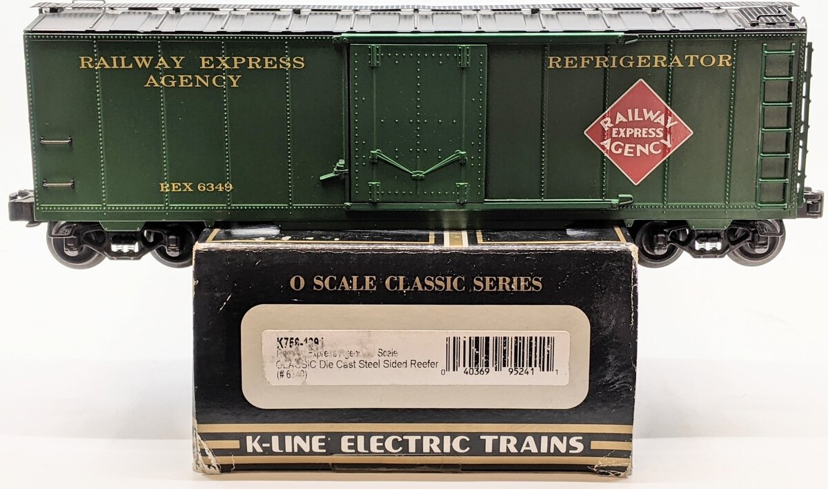 K-Line K756-1991 O Gauge Railway Express Agency Die-Cast Steel Sided Reefer LN/Box