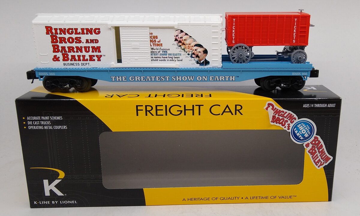K-Line 6-22507 O Circus Transport Railroad Flat Car with Trailer NIB