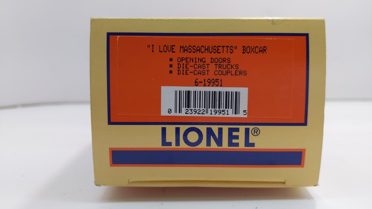 Lionel 6-19951 O Gauge I Love Massachusetts Boxcar NIB