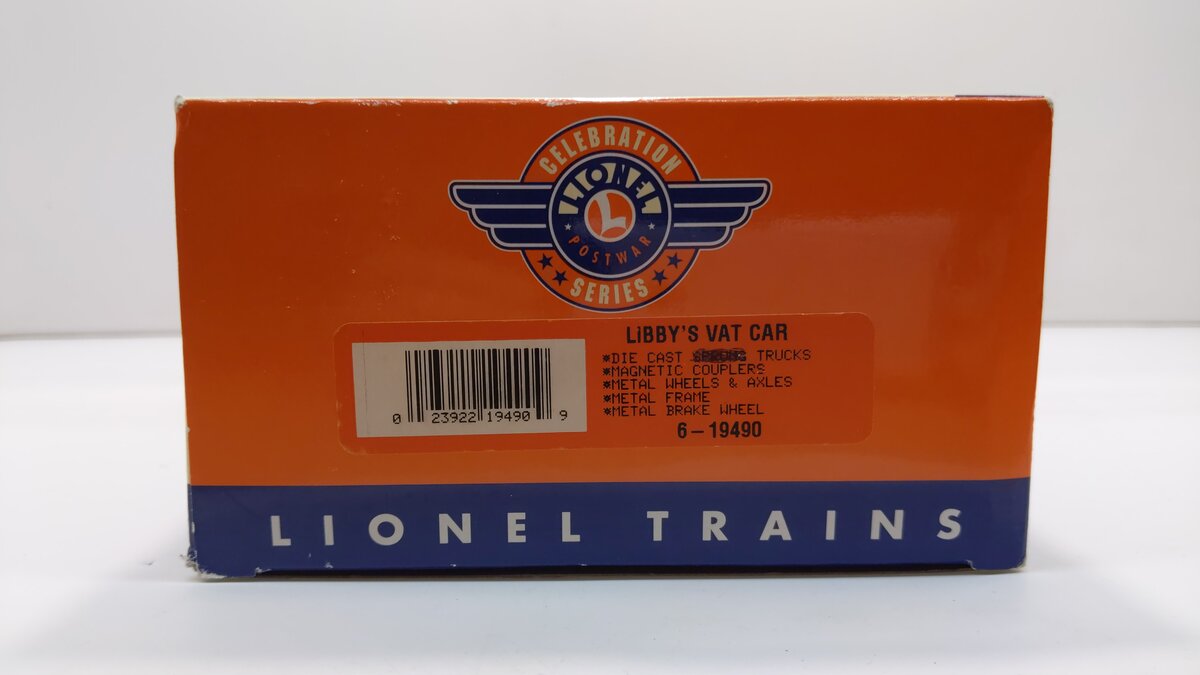 Lionel 6-19490 O Gauge Post War Celebration Series Libby's Vat Car #6475 LN/Box