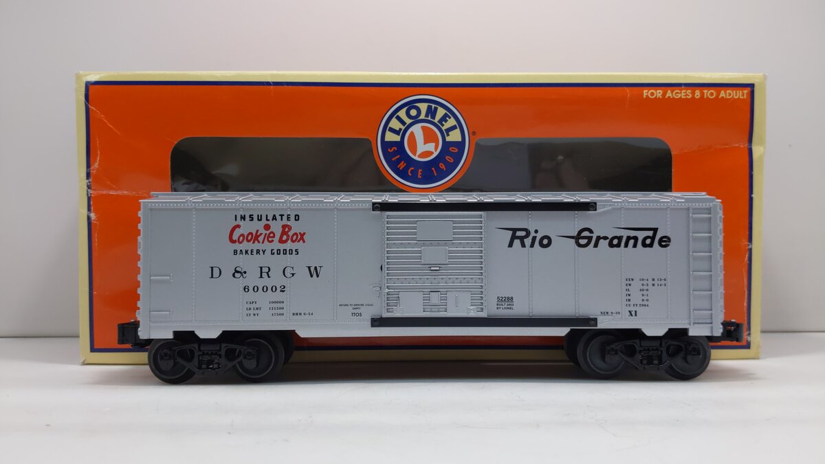 Lionel 6-52288 O Gauge D&RGW Cookie Box Boxcar #60002 LN/Box