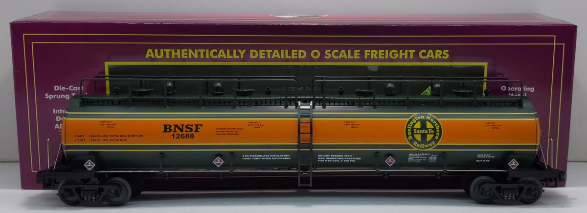 MTH 20-96010 O Gauge BNSF 20K Gallon 4-Compartment Tank Car #12688 LN/Box