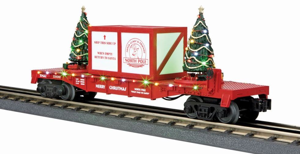 MTH 30-76732 O Christmas Flatcar with Lighted Christmas Trees #120018