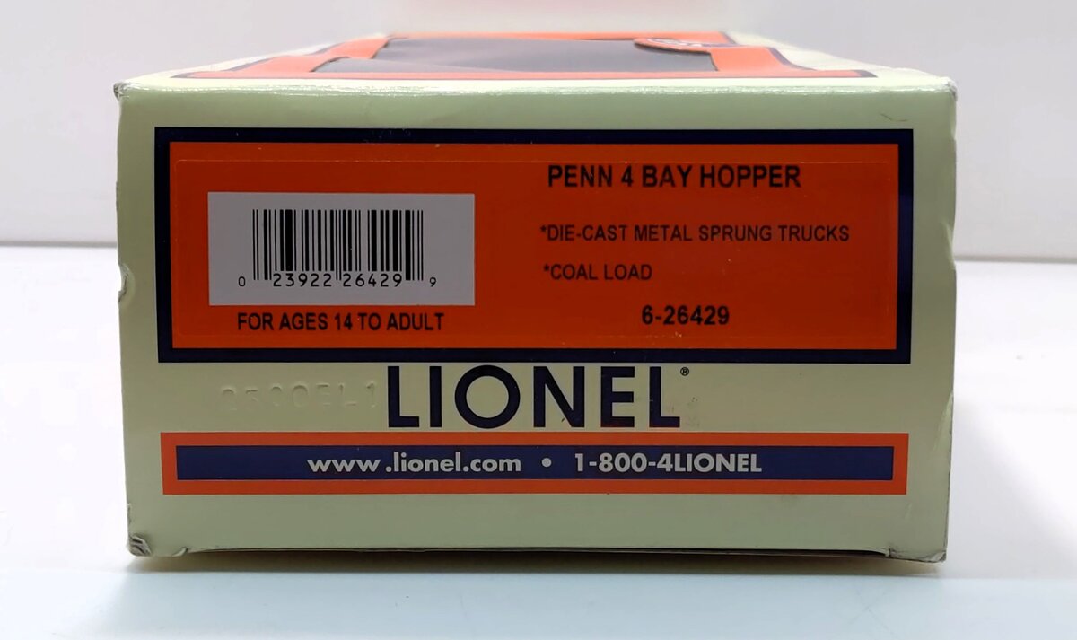 Lionel 6-26429 O Pennsylvania "Coal Goes to War" Quad Hopper with Coal Load LN/Box