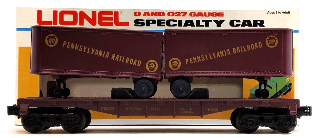 Lionel 6-16303 O Gauge Pennsylvania Flatcar w/Trailers #16303 NIB