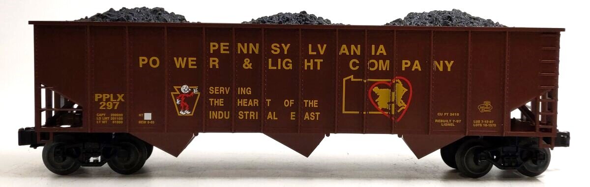 Lionel 6-16813 O LOTS 1997 Pennsylvania Power & Light Company 3-Bay Hopper #297 LN/Box