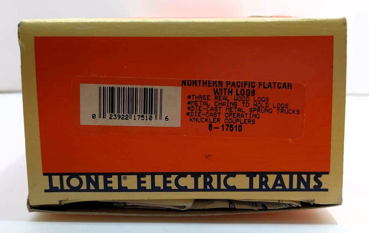 Lionel 6-17510 O Gauge Northern Pacific Flatcar with Logs #61200 LN/Box
