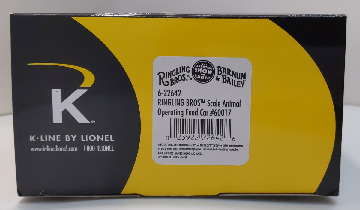K-Line 6-22642 O Ringling Bros Scale Animal Operating Feed Car #60017 LN/Box