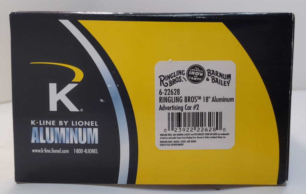 K-Line 6-22628 O Ringling Bros 18" Aluminum Advertising Car #2 LN/Box
