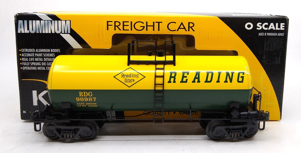 K-Line K6331-1932 O Gauge Reading Extruded Aluminum Tank Car #90987 LN/Box
