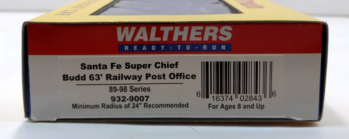 Walthers 932-9007 HO Scale Santa Fe Super Chief Budd 63' Railway Post Office LN/Box
