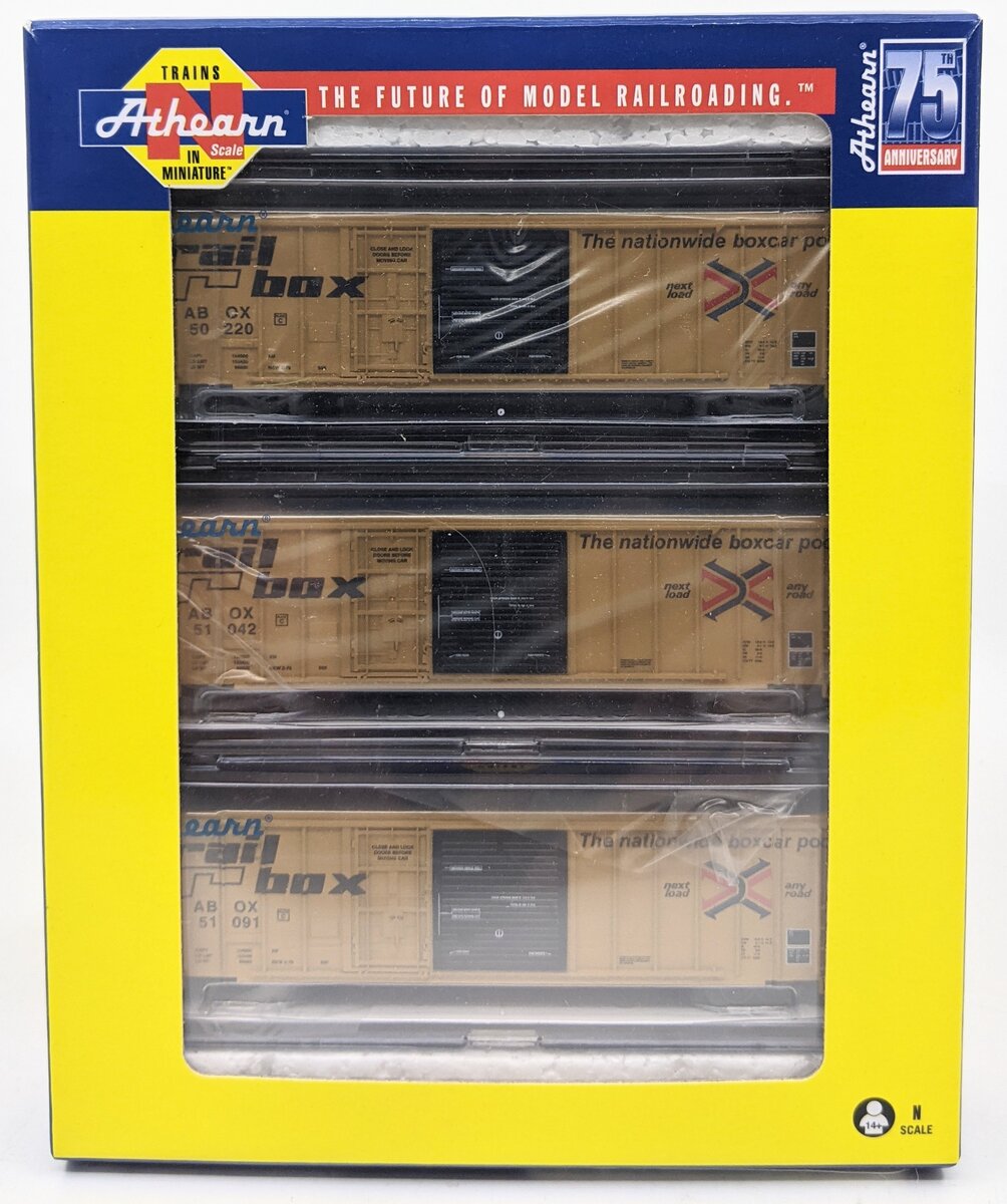 Athearn ATH20083 N Scale Railbox 50' FMC Ex-Post Combo Door Box Car 3-Car Set NIB