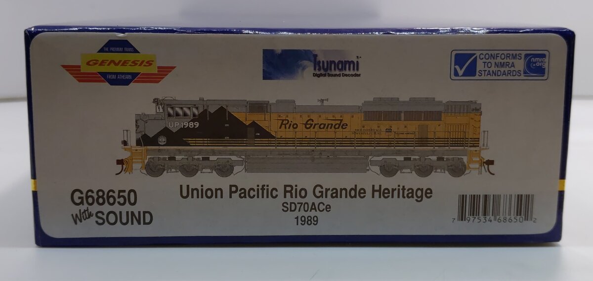 Athearn G68650 HO Rio Grande Heritage EMD SD70ACe Diesel Loco #1989 w/ DCC,Sound LN/Box