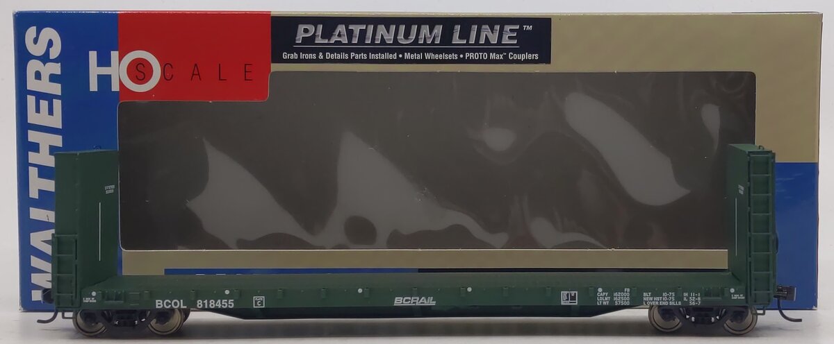 Walthers 932-40074 HO Scale BC Rail Canadian 50' Bulkhead Flatcar #818455