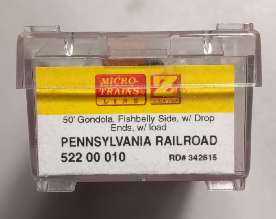 Micro-Trains 52200010 Z Scale Pennsylvania 50' Fishbelly Side Gondola #342615 NIB