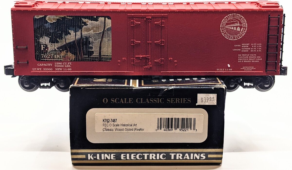 K-Line K762-7487 O Gauge Florida East Coast Historic Wood Sided Reefer #7627487 LN/Box