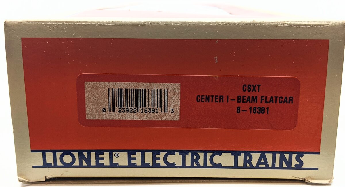 Lionel 6-16381 O Gauge CSXT Center I-Beam Flatcar w/ Wood Load EX/Box