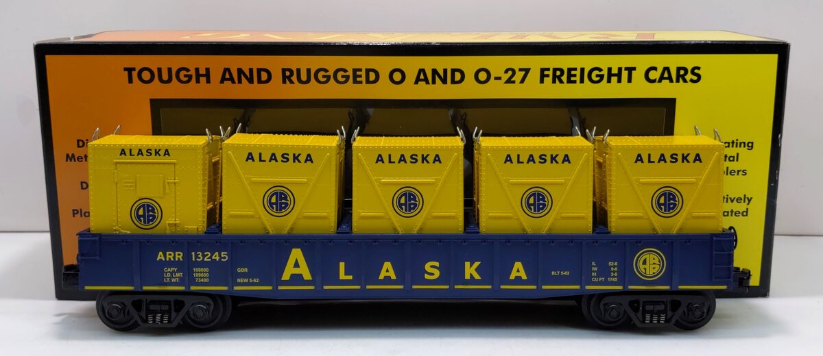 MTH 30-7281 O Alaska Gondola w/LCL Containers #13245 NIB