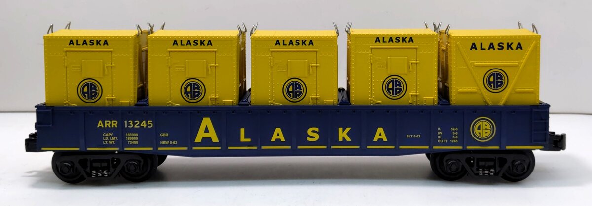 MTH 30-7281 O Alaska Gondola w/LCL Containers #13245 NIB