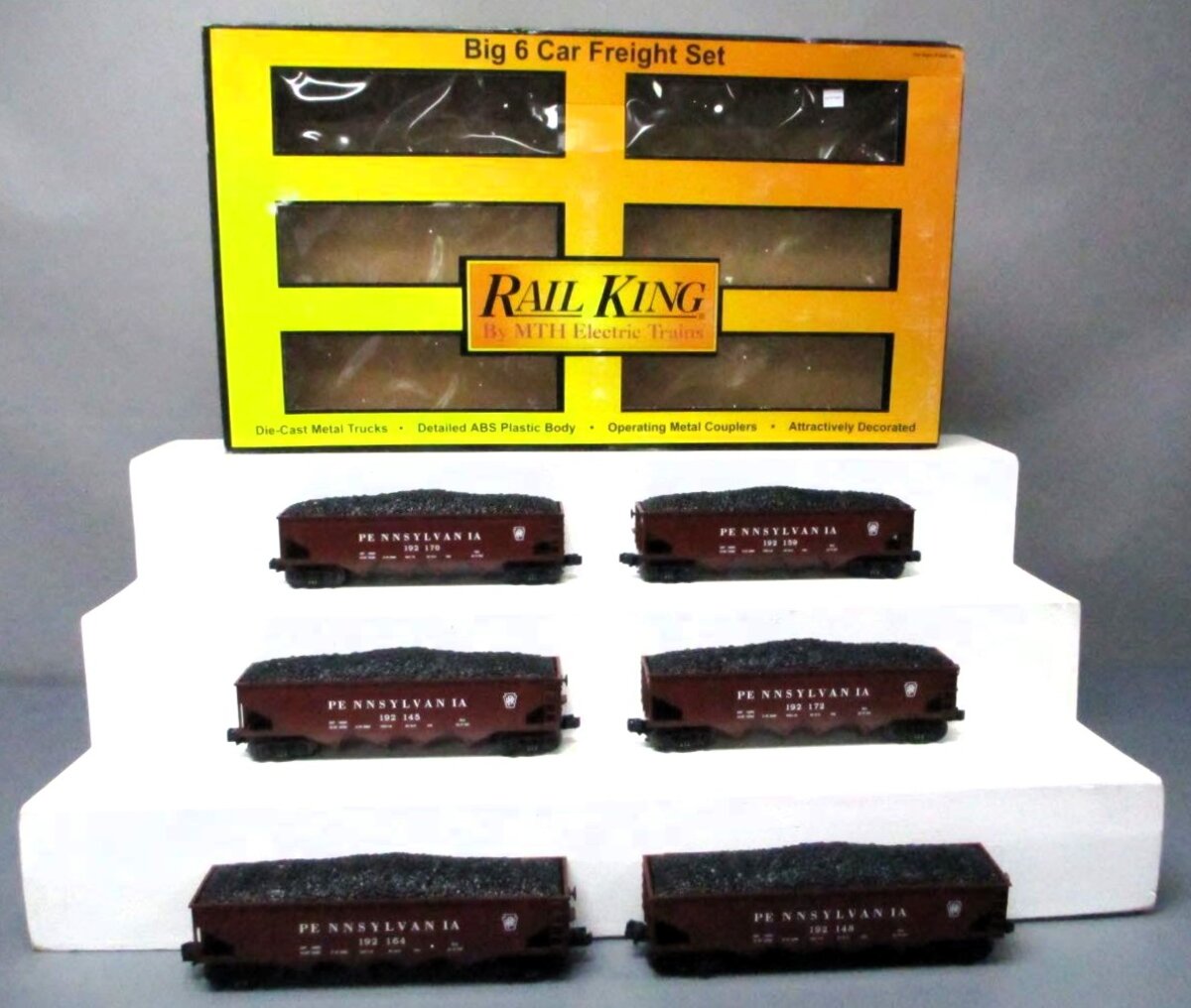 MTH 30-7530 O-Gauge Pennsylvania RailKing 4-Bay Hopper Car Set (Set of 6) EX/Box