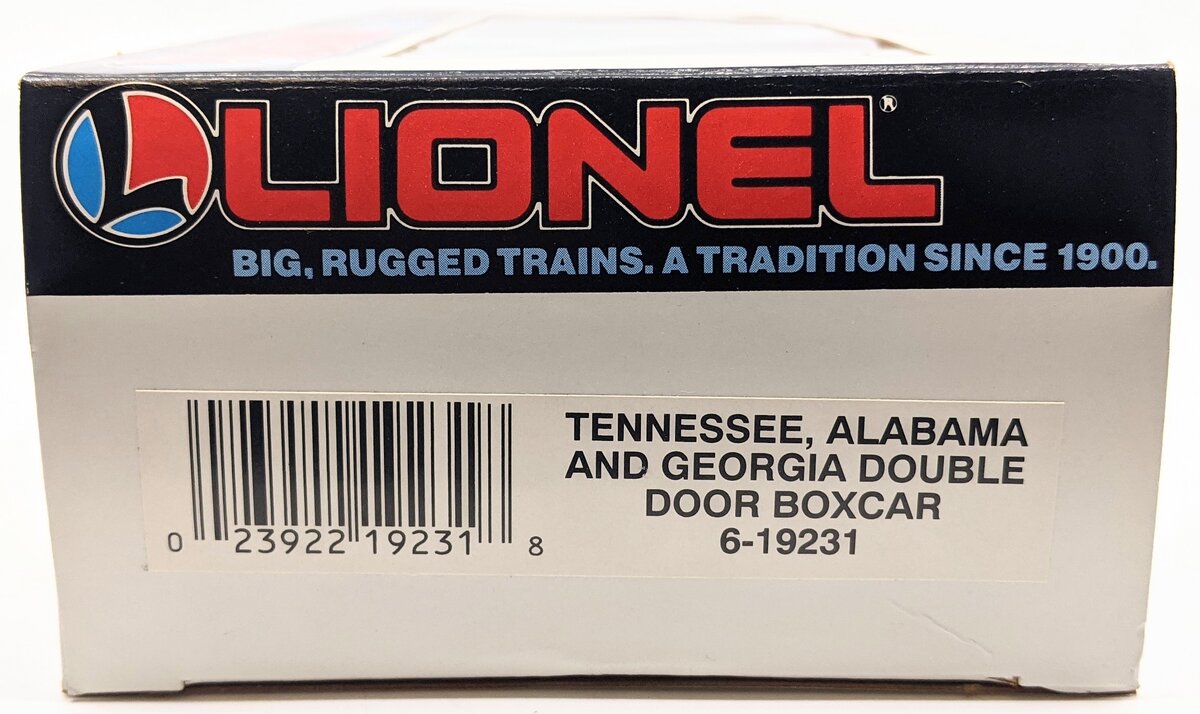 Lionel 6-19231 O Gauge Tennessee, Alabama and Georgia Double Door Boxcar LN/Box