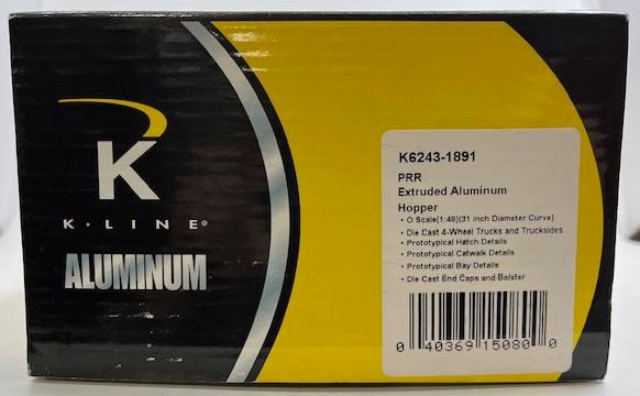 K-Line K6243-1891 O Pennsylvania Railroad 3-Bay Aluminum Hopper #259943 NIB