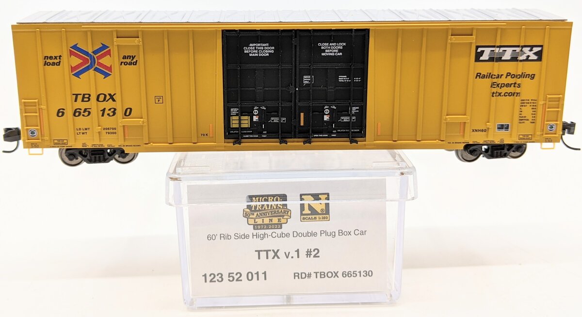 Micro-Trains 12352011 N TTX 60' Rib Sided HI-Cube Double Plug Box Car #665130 LN/Box