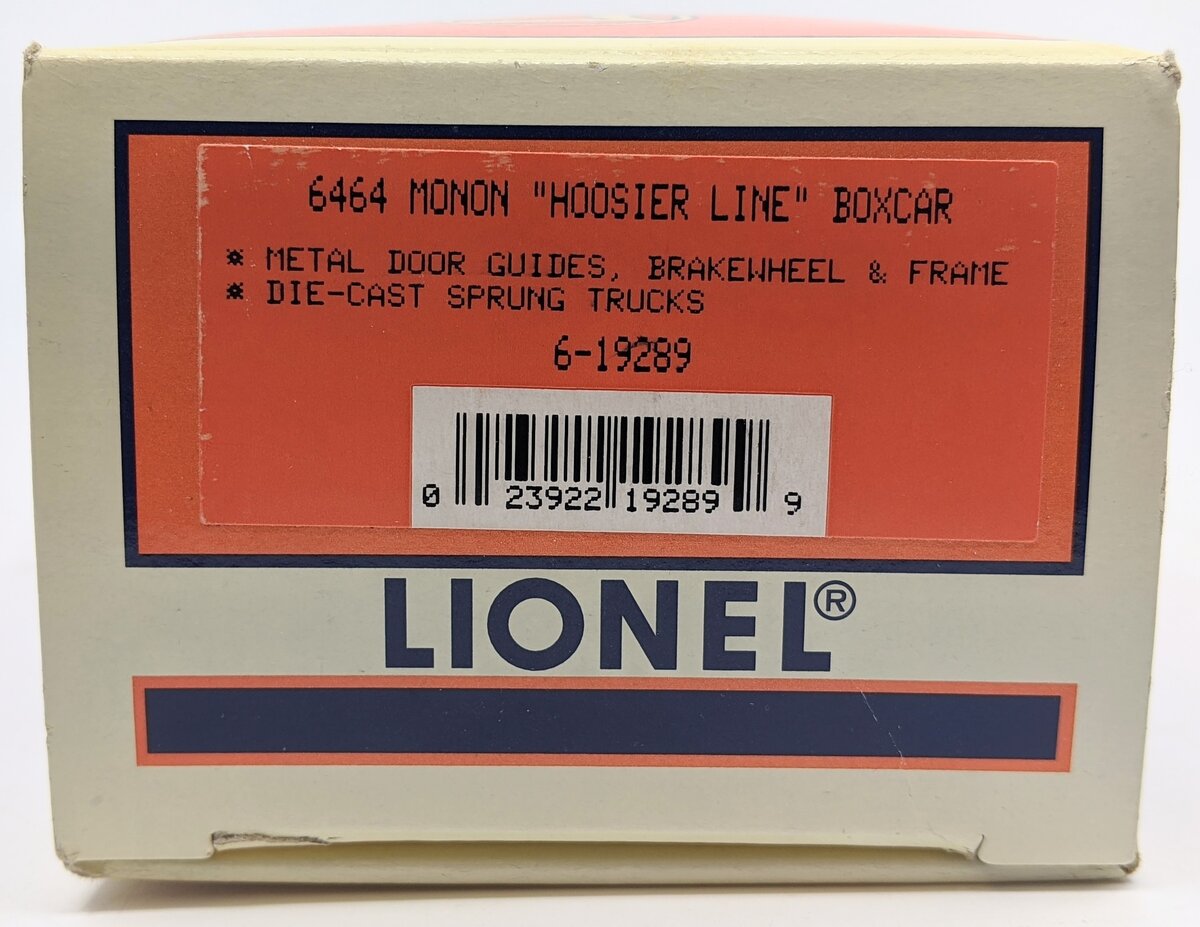 Lionel 6-19289 O Gauge Monon Hoosier Line 6464 Boxcar #6464-197 LN/Box