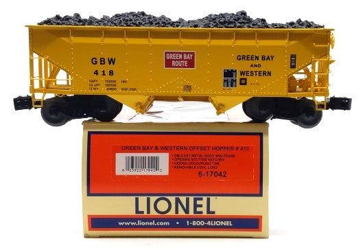 Lionel 6-17042 O Gauge Green Bay and Western 2-Bay Offset Hopper #418