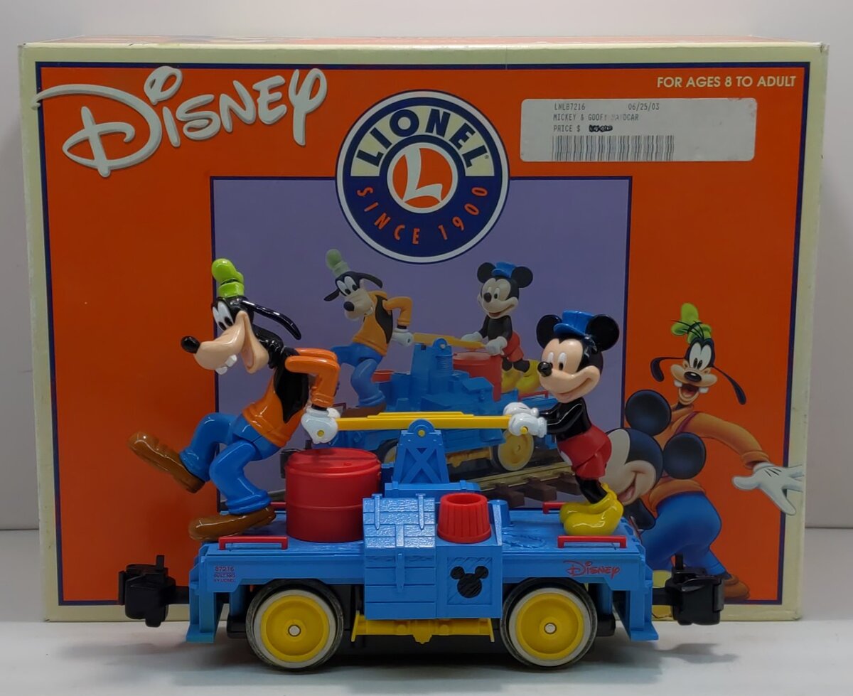 Lionel 8-87216 G Scale Mickey and Goofy Handcar LN/Box