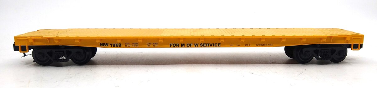 Weaver U2535LD O Gauge MOW 50'' Flat Car #1969 3 Rail Road # 1969