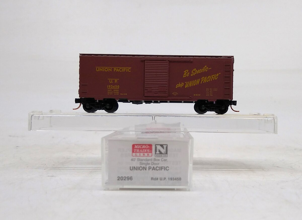 Micro-Trains 02000296 N Union Pacific 40' Standard Single Door Boxcar #193450 LN/Box