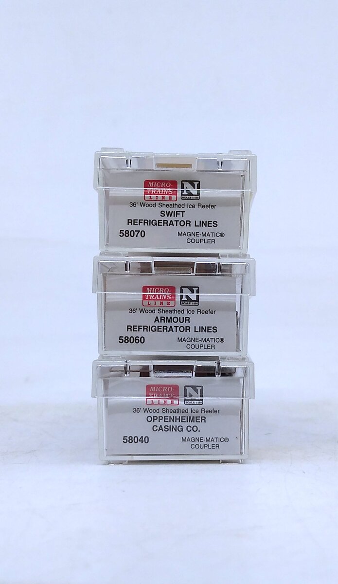 Micro-Trains 05800072 N Meat-Packers Of Chicago 36' Wood Ice Reefer (Set of 3) MT/Box