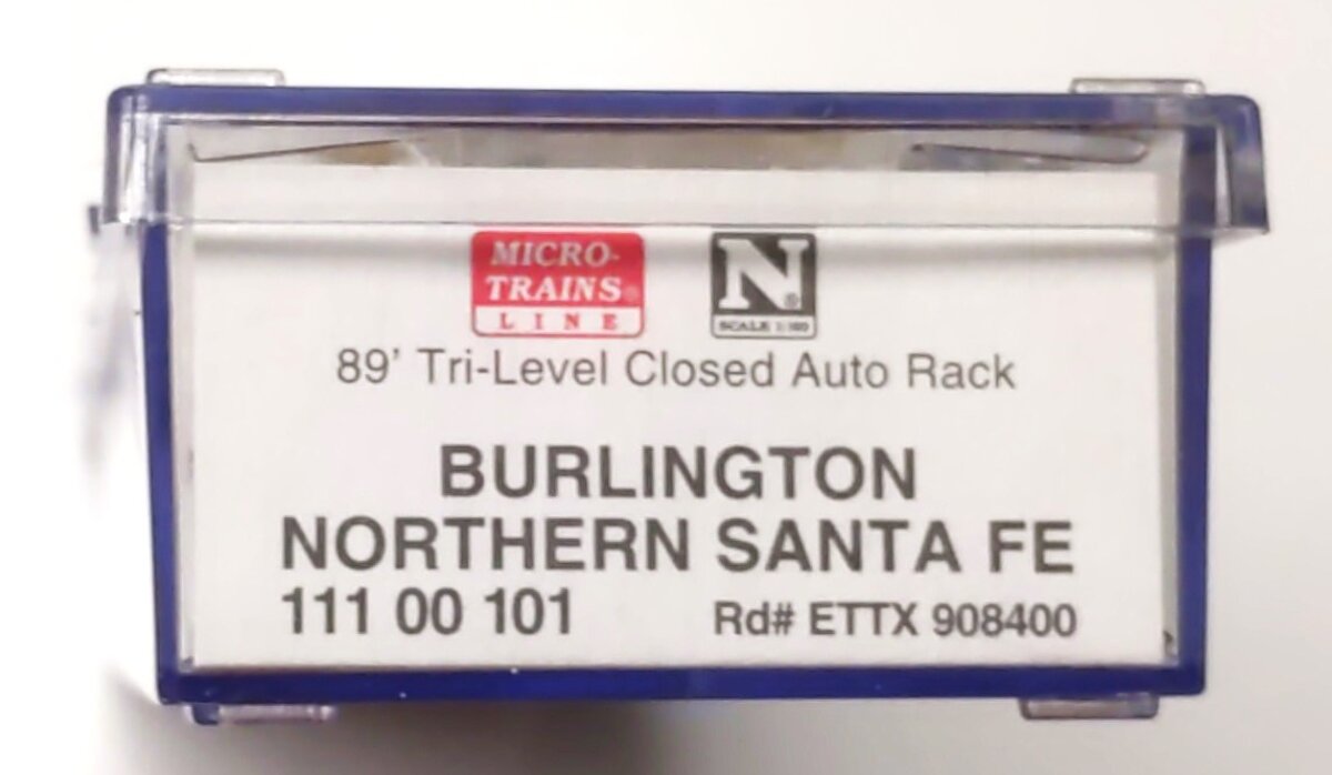 Micro-Trains 11100101 N BNSF 89' Tri-Level Closed Side Auto Rack #908400