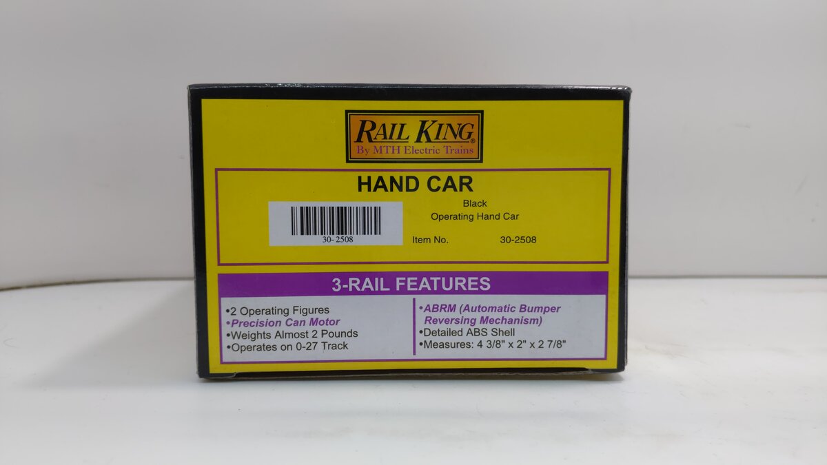 MTH 30-2508 O Gauge Black Operating Hand Car NIB