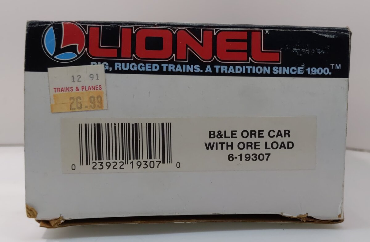 Lionel 6-19307 O Gauge Bessemer & Lake Erie Ore Car with Ore Load LN/Box