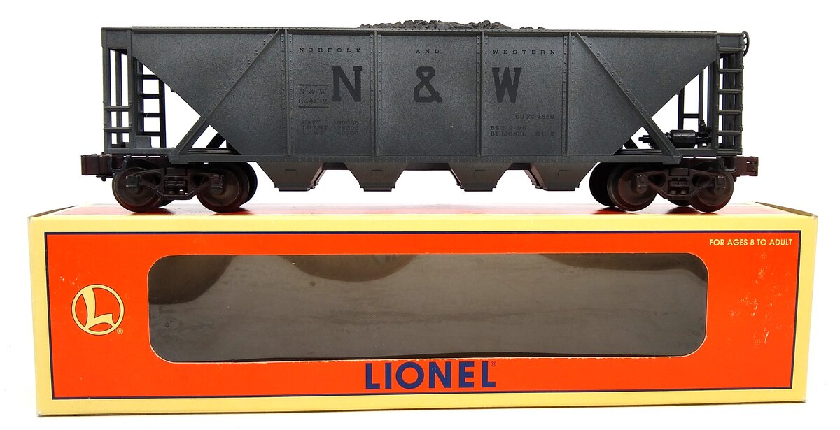 Lionel 6-19326 O N&W 4-Bay Weathered Hopper w/ Coal Load #6446-2 LN/Box