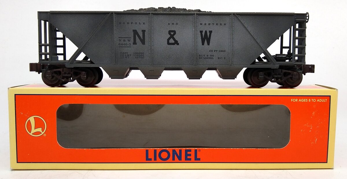 Lionel 6-19327 N&W 4-Bay Weathered Hopper w/ Coal Load #6446-3 LN/Box