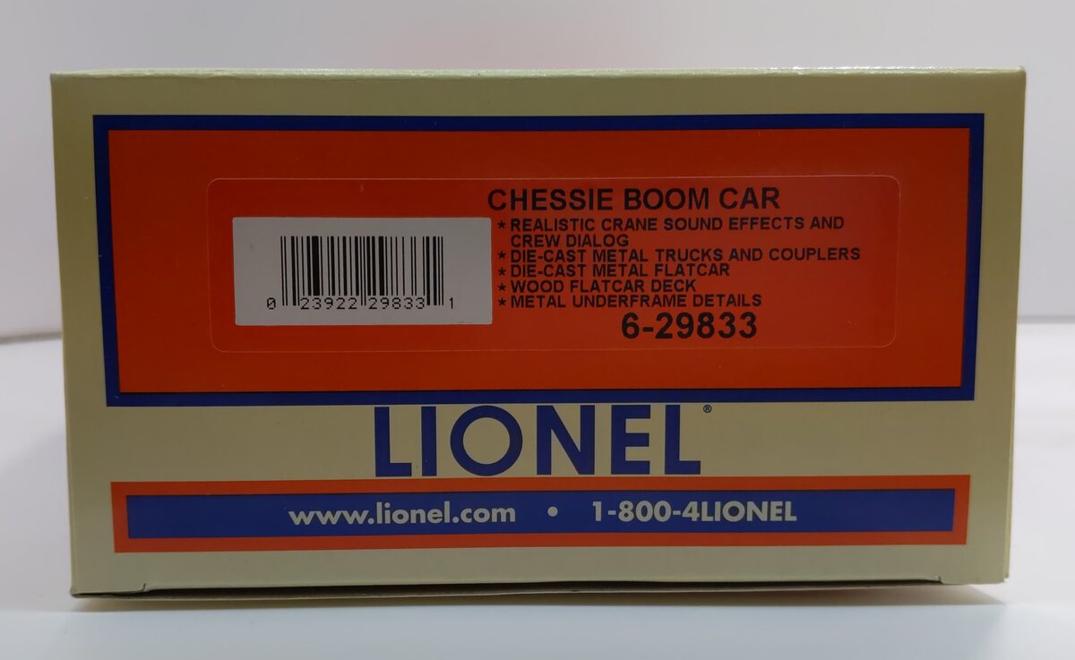 Lionel 6-29833 O Gauge Chessie Boom Car with Crane Sounds LN/Box