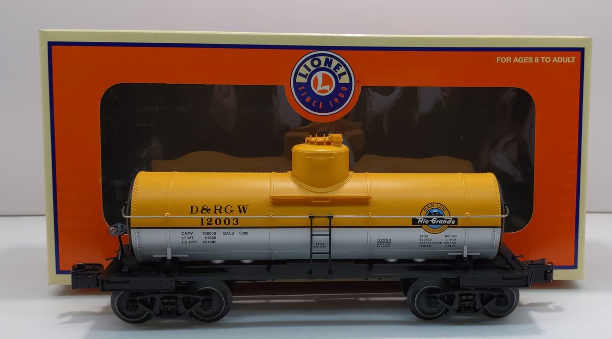 Lionel 6-52293 Denver & Rio Grande Western 2003 TTOS Single Dome Tank Car NIB