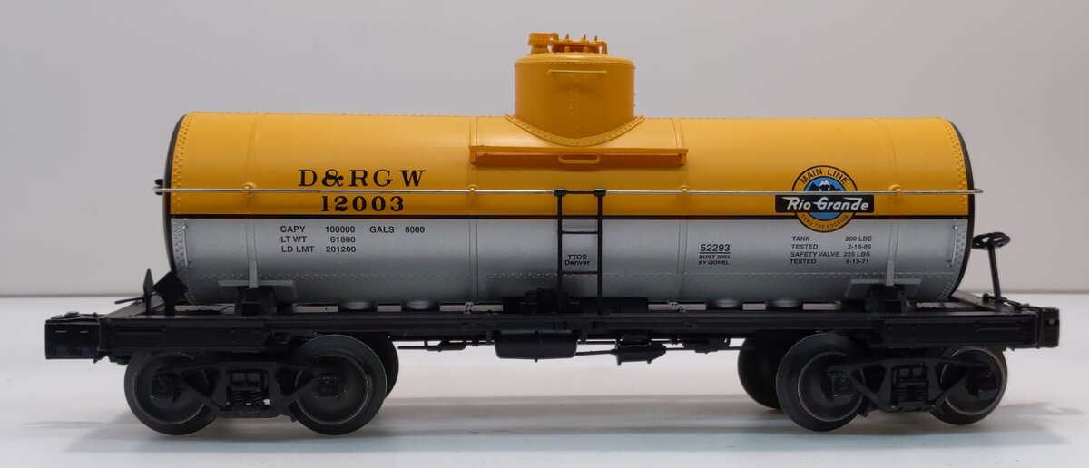 Lionel 6-52293 Denver & Rio Grande Western 2003 TTOS Single Dome Tank Car NIB