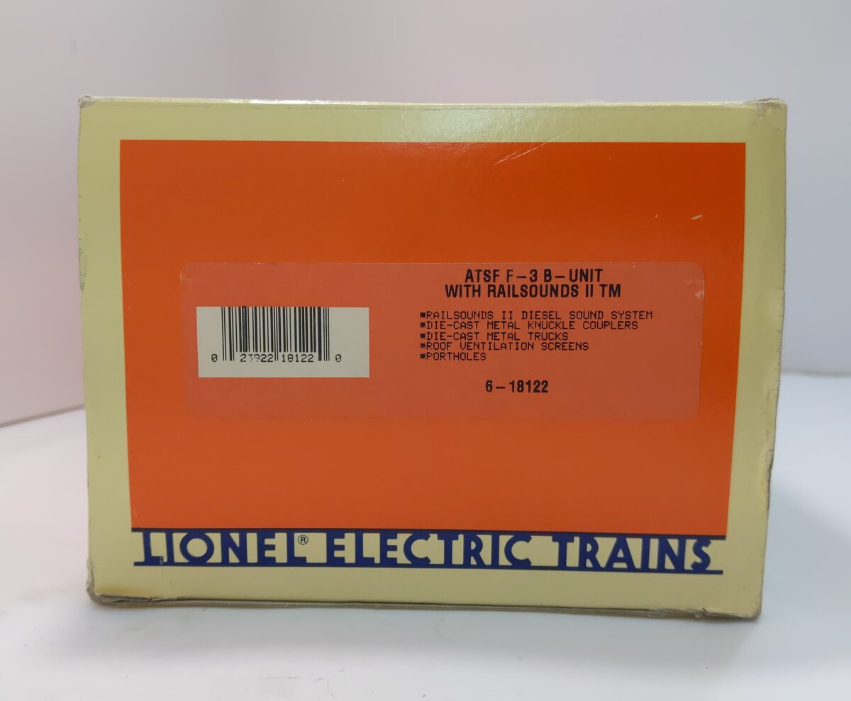 Lionel 6-18122 O Santa Fe F3 Blue/Yellow Non-Powered Diesel B-Unit #200B w/RS II NIB
