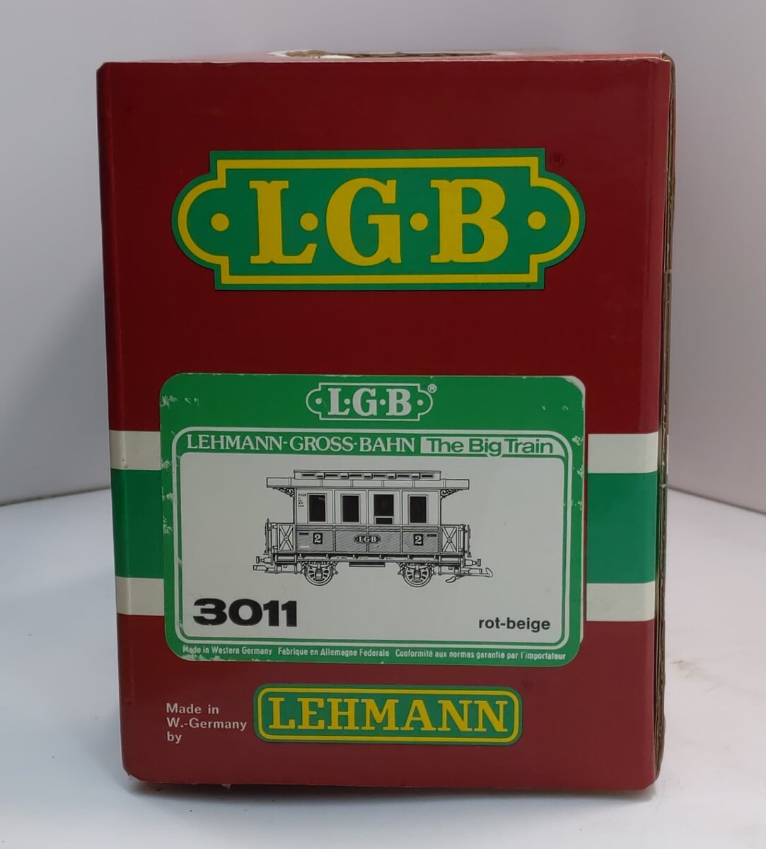LGB 3011 G Scale LGB 2nd Class Red/Cream Passenger Coach Car EX/Box