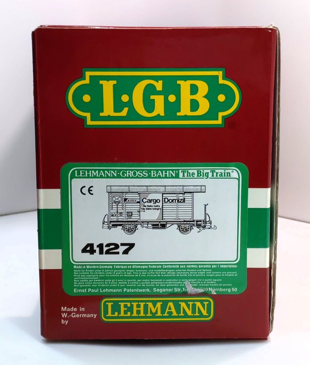 LGB 4127 G Scale Rhaetian Railway (RhB) Cargo Domizil Boxcar w/Plastic Wheels EX/Box